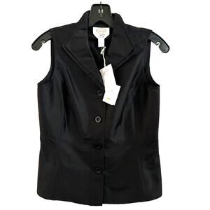 Reposh (a bit small): NWT Talbots Size 2 100% Silk Sleeveless Tuxedo Blouse